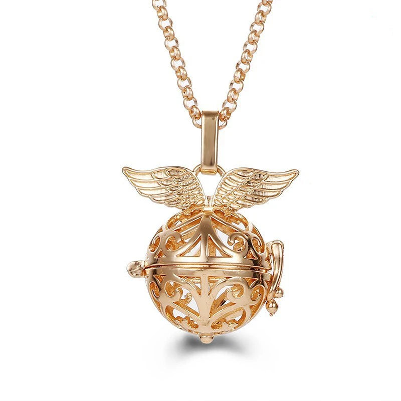 Multiple Style Mexico Chime Angel Wings Music Ball Necklace Vintage Perfume Locket Necklace Aromatherapy Oil Diffuser Wholesale