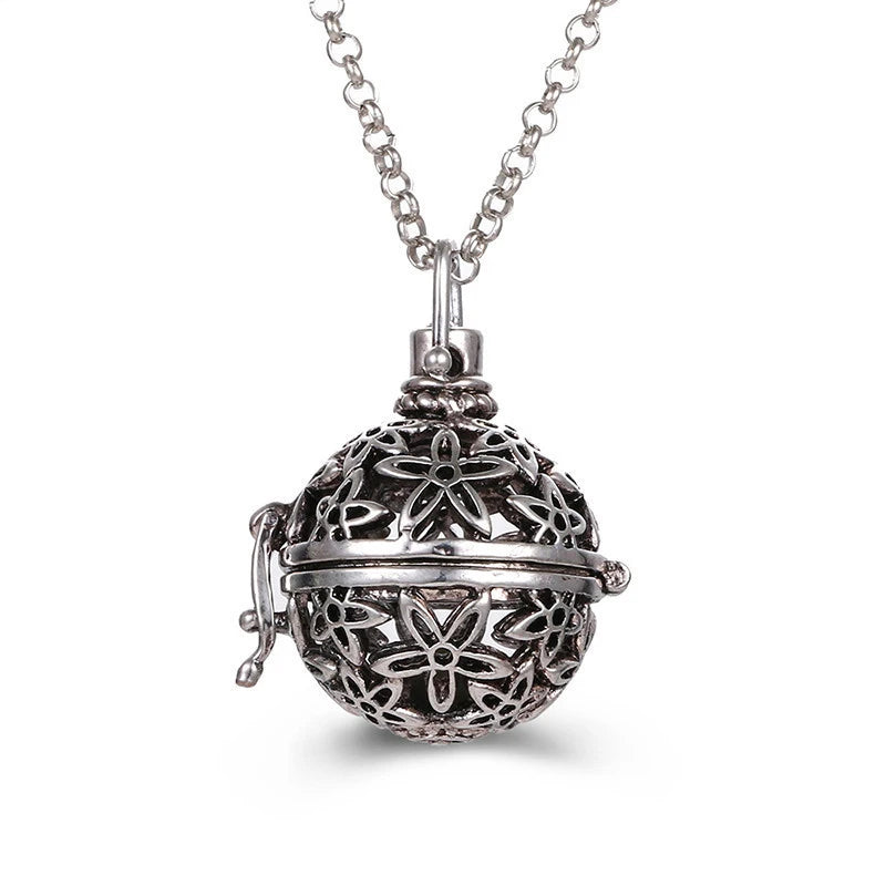 Multiple Style Mexico Chime Angel Wings Music Ball Necklace Vintage Perfume Locket Necklace Aromatherapy Oil Diffuser Wholesale