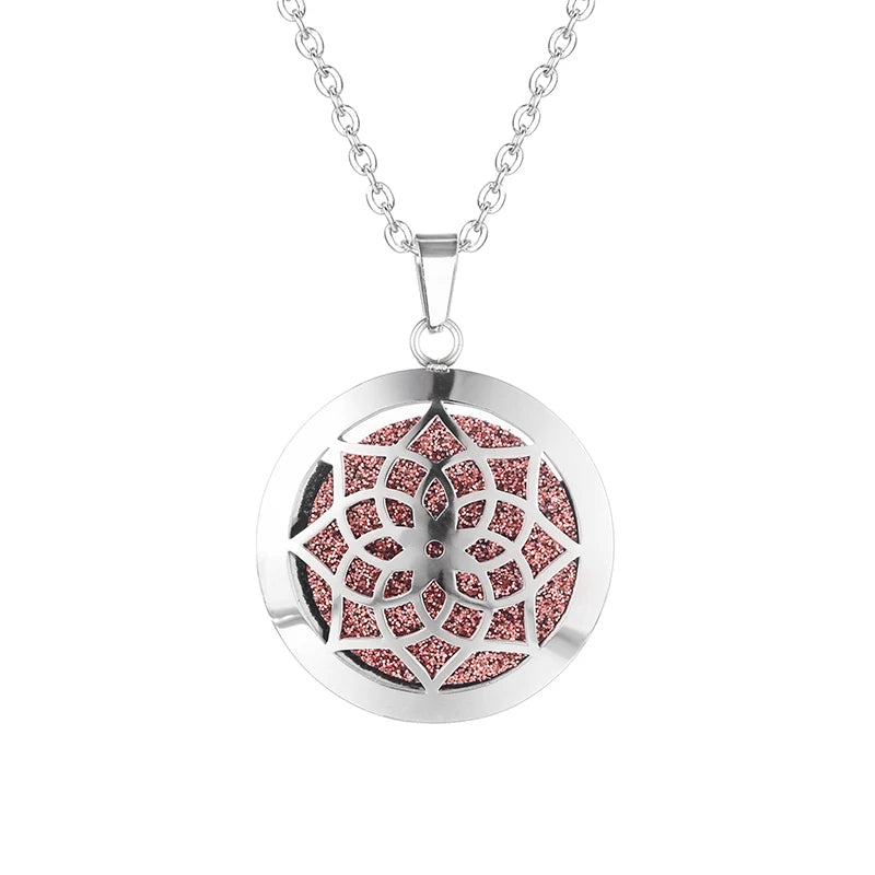 Women New Simple Aromatherapy Essential Oil Diffuser Locket  Perfume Necklace 316L Stainless Steel Locket with Felt Pads