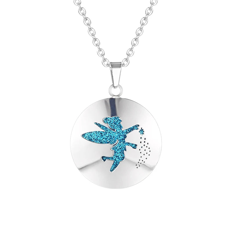 Women New Simple Aromatherapy Essential Oil Diffuser Locket  Perfume Necklace 316L Stainless Steel Locket with Felt Pads
