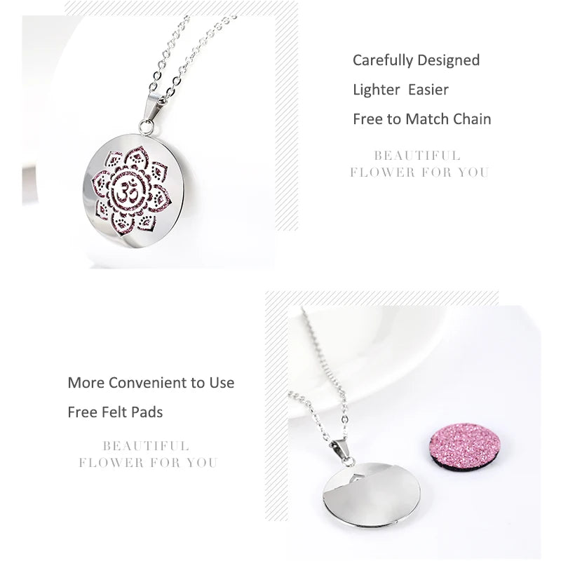 Women New Simple Aromatherapy Essential Oil Diffuser Locket  Perfume Necklace 316L Stainless Steel Locket with Felt Pads