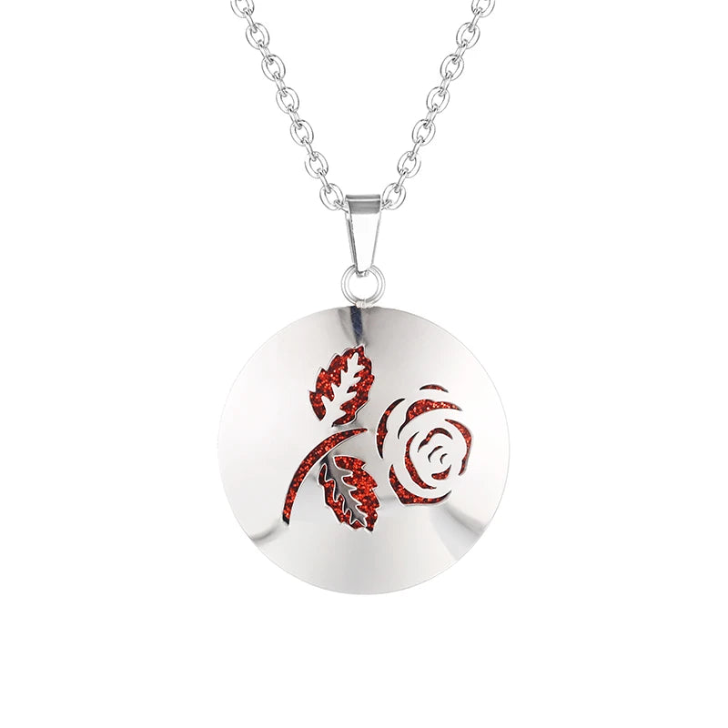 Women New Simple Aromatherapy Essential Oil Diffuser Locket  Perfume Necklace 316L Stainless Steel Locket with Felt Pads