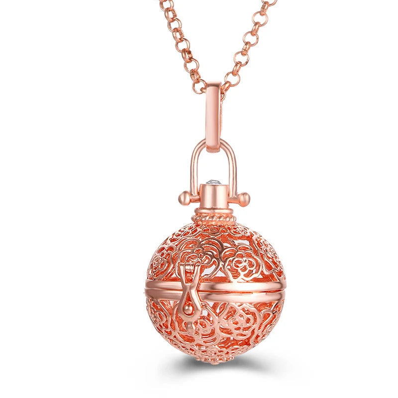 Multiple Style Mexico Chime Angel Wings Music Ball Necklace Vintage Perfume Locket Necklace Aromatherapy Oil Diffuser Wholesale