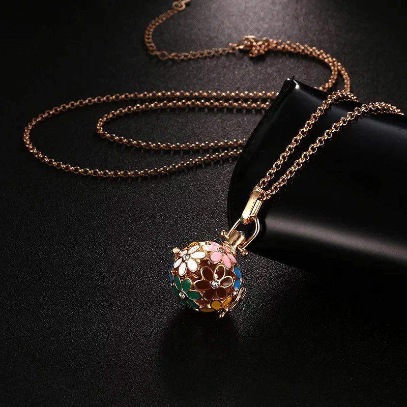 Multiple Style Mexico Chime Angel Wings Music Ball Necklace Vintage Perfume Locket Necklace Aromatherapy Oil Diffuser Wholesale