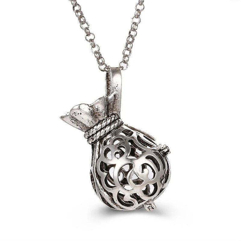 Multiple Style Mexico Chime Angel Wings Music Ball Necklace Vintage Perfume Locket Necklace Aromatherapy Oil Diffuser Wholesale