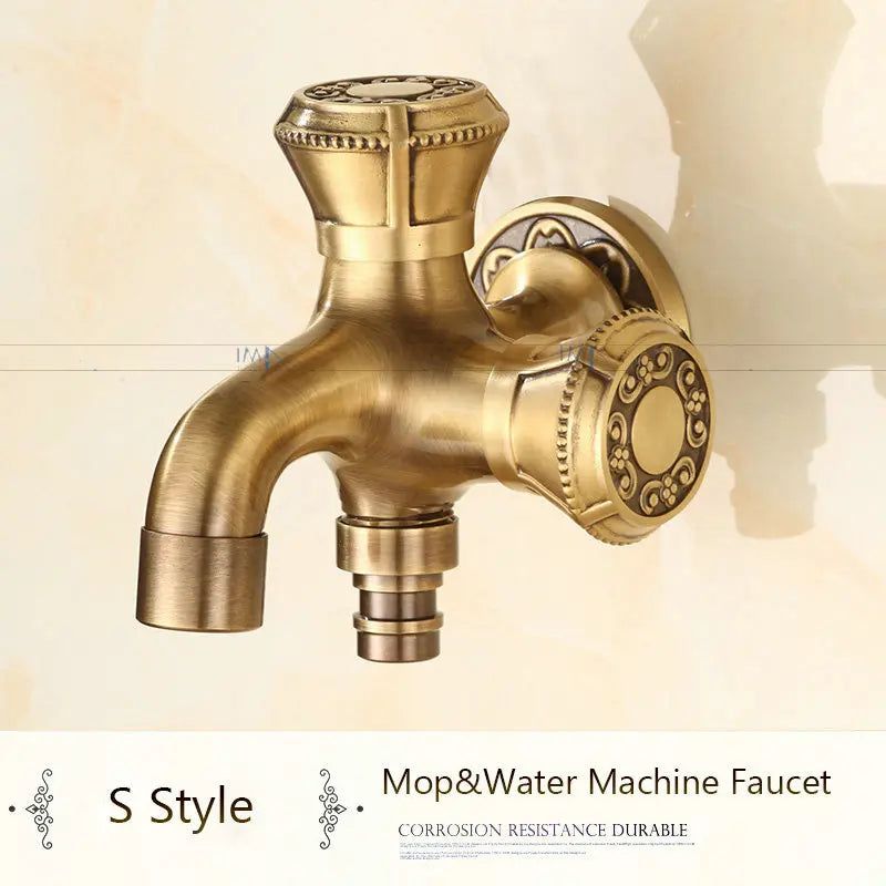 Antique Brass Dragon Carved Tap Faucet Garden Bibcock Washing Machine Faucet Outdoor Faucet Single Cold Tap 1016