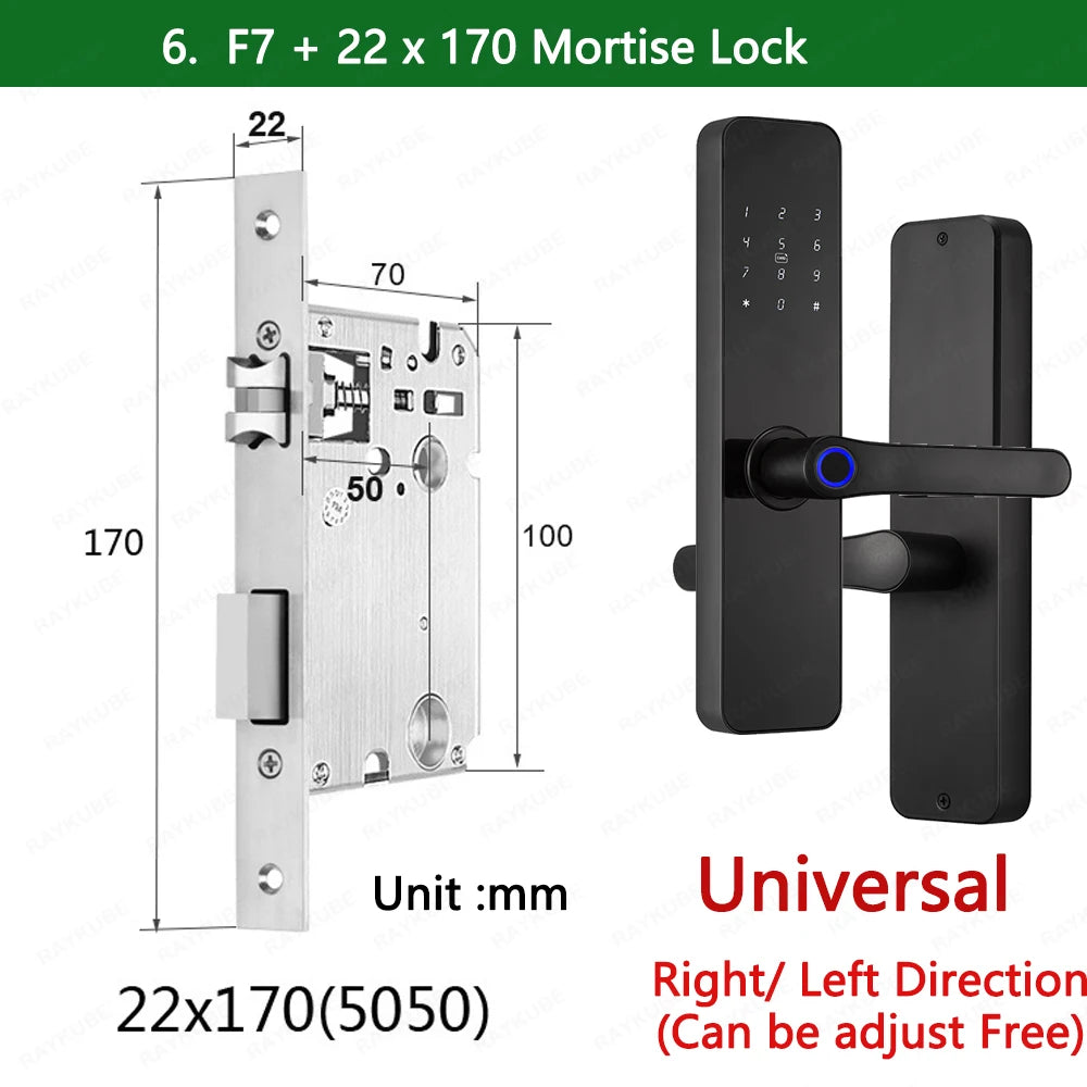 Do Brasil RAYKUBE F7 TT Lock Bluetooth Fingerprint Electric Door Lock Portuguese/English Voice Version With Longer Larger Handle