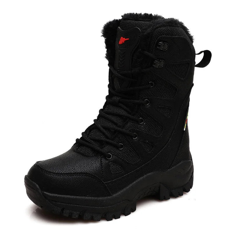 Winter Warm Plush Fur Snow Boots Waterproof Men's Boots Outdoor Non-slip Work Boots Combat Desert Boots Motorcycle Boots