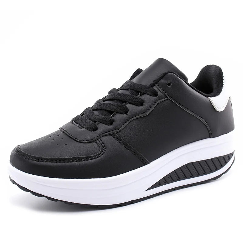 Women Sneakers 2022 New Breathable Vulcanize Shoes Waterproof Wedges Platform Woman Sneaker Leather Casual Shoes Zapatos Mujer