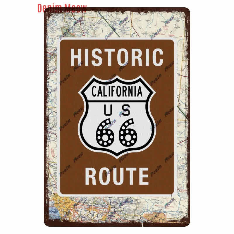 Mother Road Vintage Metal Sign Plate, New Style, Route 66, Old Route 66, Neon Light Effect, Mancave home Decor, WY14
