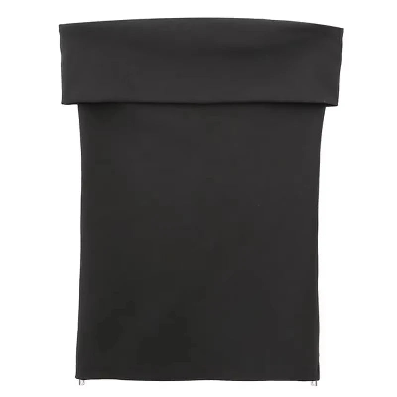 HH Summer Women Sexy Corset Tops Elegant Solid Tube Crop Top Side Zipper Slim Office Lady Off Shoulder Bustier Top Streetwear