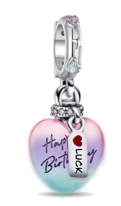 2024 New 925 Sterling Silver Bead Golden Heart-Shaped Lock Birthday Candle Charm Fit Bracelet DIY Women Jewelry