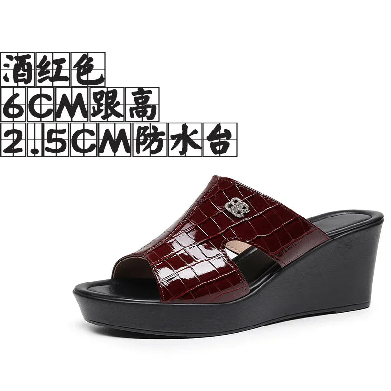 2025 33-43 Summer Wedges Heeled Slippers Ladies Shoes for Women Sandals Peep Toe Outside Women's Slipper Female Platform Sandal