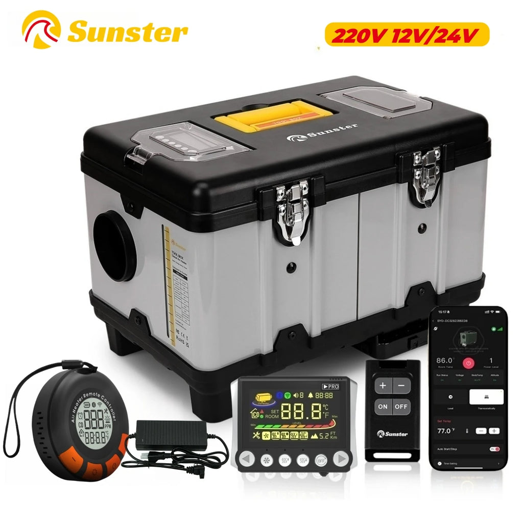 TB10Pro 8KW Bluetooth APP Control Diesel Air Heater 12V/24V/220V Car Heater With CO Monitor/LCD/Remote Control For Trailer Truck