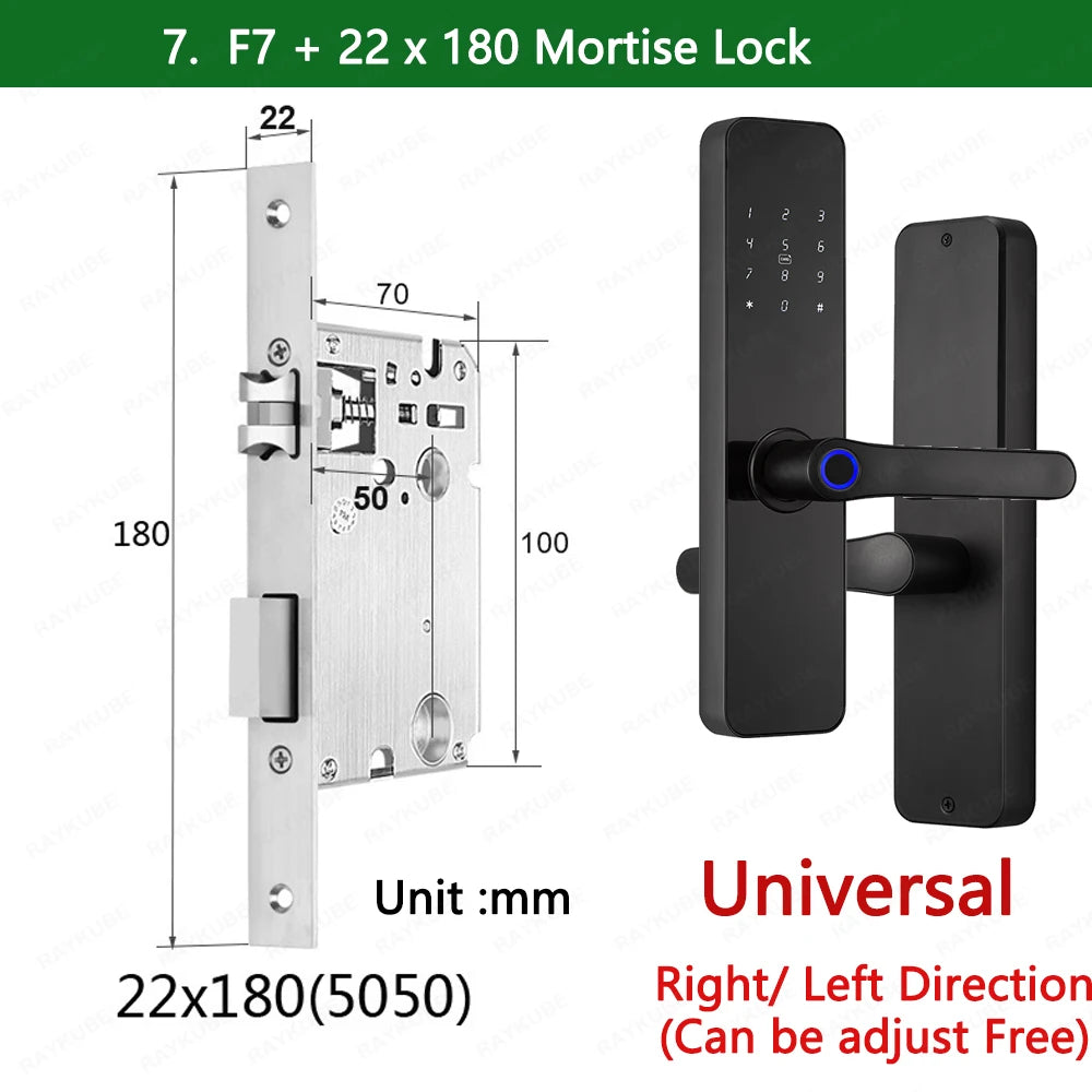 Do Brasil RAYKUBE F7 TT Lock Bluetooth Fingerprint Electric Door Lock Portuguese/English Voice Version With Longer Larger Handle