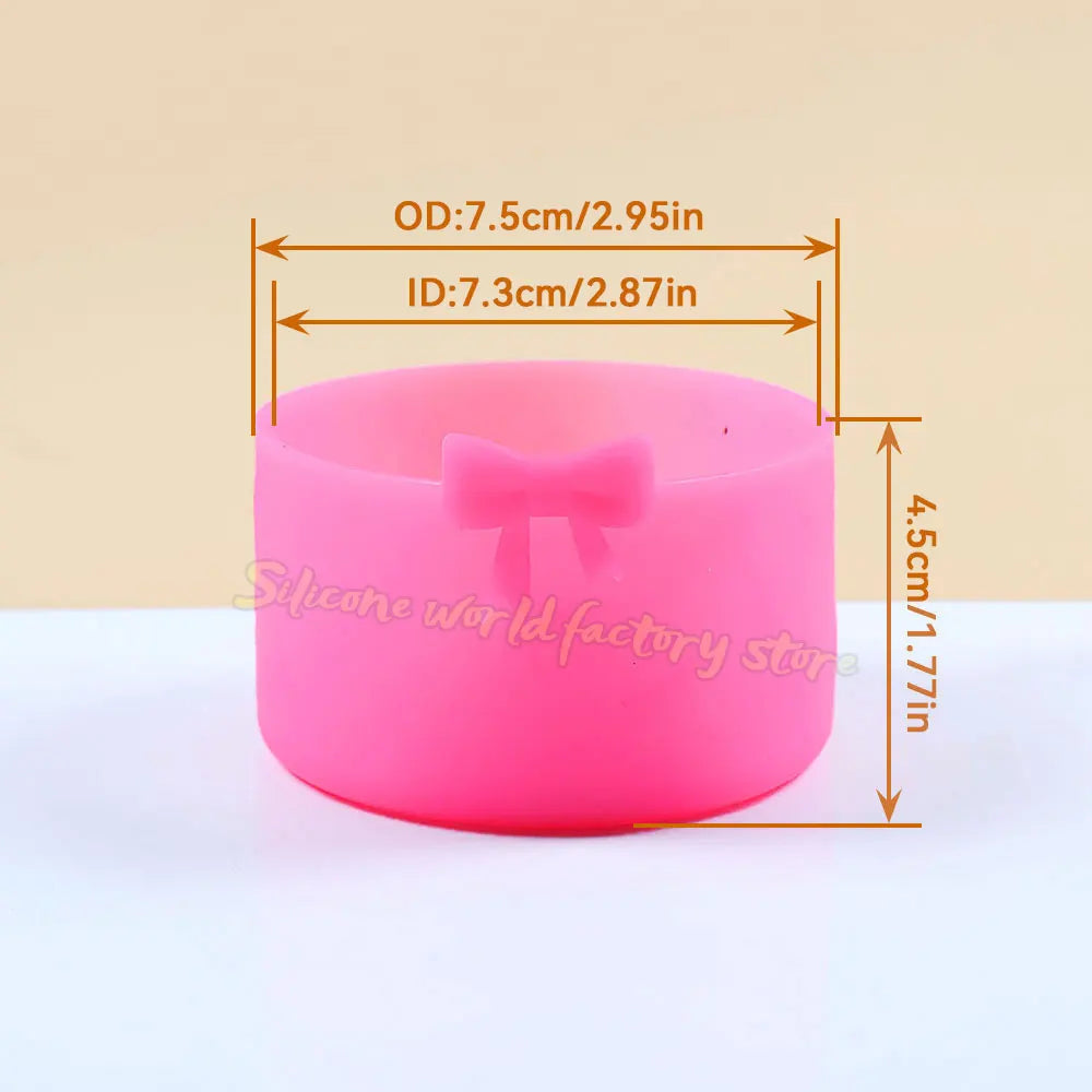 SW 7.5CM Cartoon Animal Bow Silicone Cup Bottom Cover For Stanley 40oz Tumbler Protective Water Bottle Sleeve Anti-slip Cup Boot