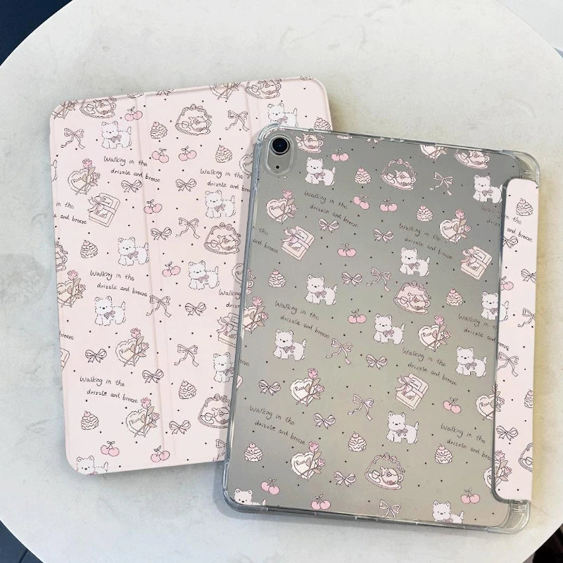Flower Print Trifold Stand Smart Case for Ipad Air3 10.5 Air 6 11 Inch IPad 10th Generation IPad 5/6/7/8/9/10 Gen Cover 아이패드 케이스