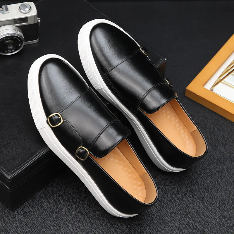Fashion Men's Casual Shoes Embossed Leather Men Classic Retro British Style Tassels Loafers Mens Slip-on Outdoor Driving Flats