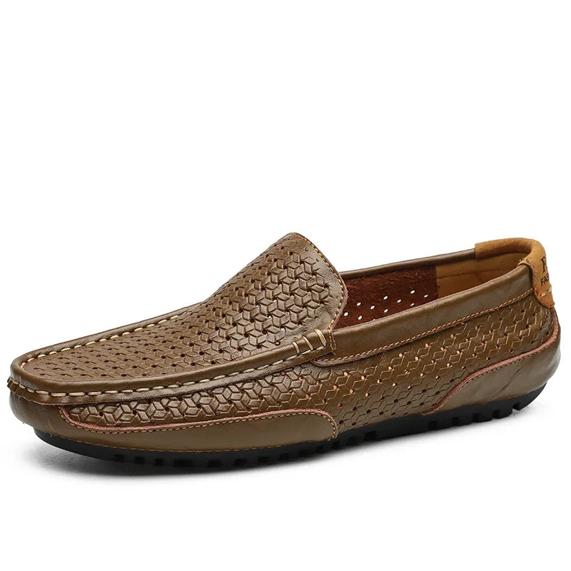 Summer Luxury Brand Men Casual Shoes Soft Genuine Leather Mens Loafers Moccasins Italian Designer Breathable Slip on Boat Shoes