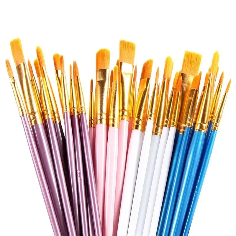 10Pcs Paint Brushes Set, Nylon Hair Paint Brushes for Acrylic Oil Watercolor Face Nail Art, Miniature Detailing Painting Drawing