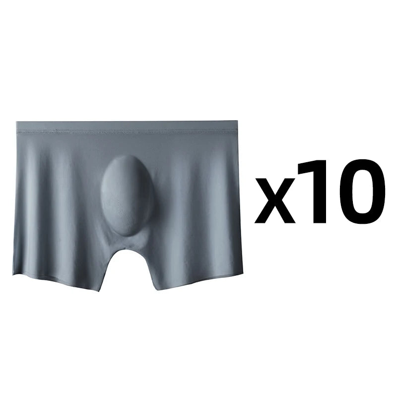 10 Pcs/Lot Men's Summer Ice Silk Boxers Briefs Seamless Underwear Lingerie Underpants Shorts Ultra-thin Breathable Sexy Panties