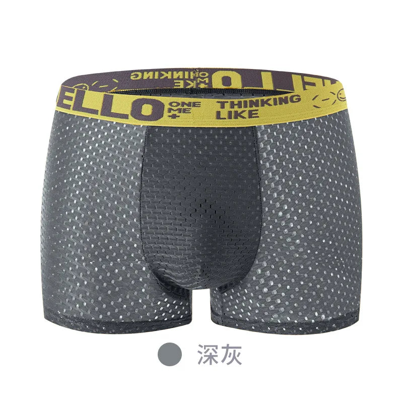 Ice Silk Mesh Underwear Men Boxers Comfortable Anti-bacterial Hollowed Out Breathable Men Summer Light Thin Section Boxer Shorts