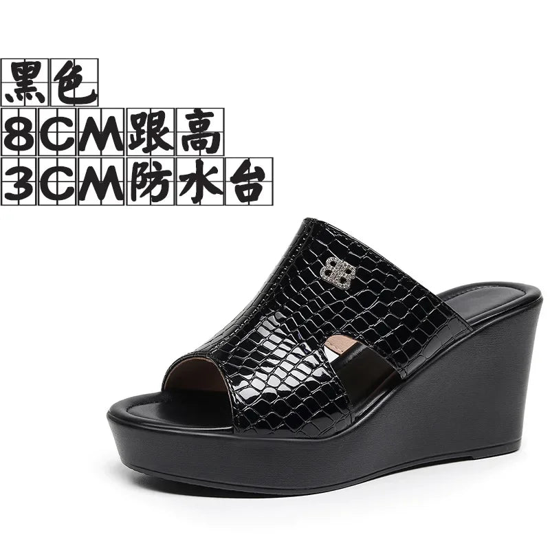 2025 33-43 Summer Wedges Heeled Slippers Ladies Shoes for Women Sandals Peep Toe Outside Women's Slipper Female Platform Sandal