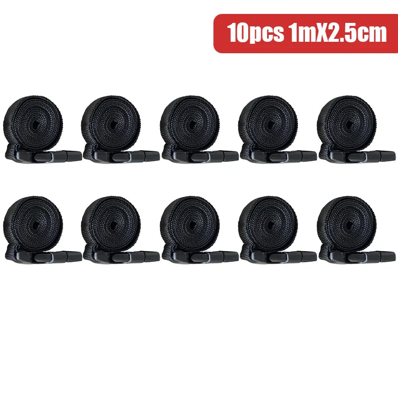 Black Durable Nylon 1/1.5/2m Travel Tied Cargo Tie Down Luggage Lash Belt Strap With Cam Buckle Travel Kits Outdoor Camping Tool