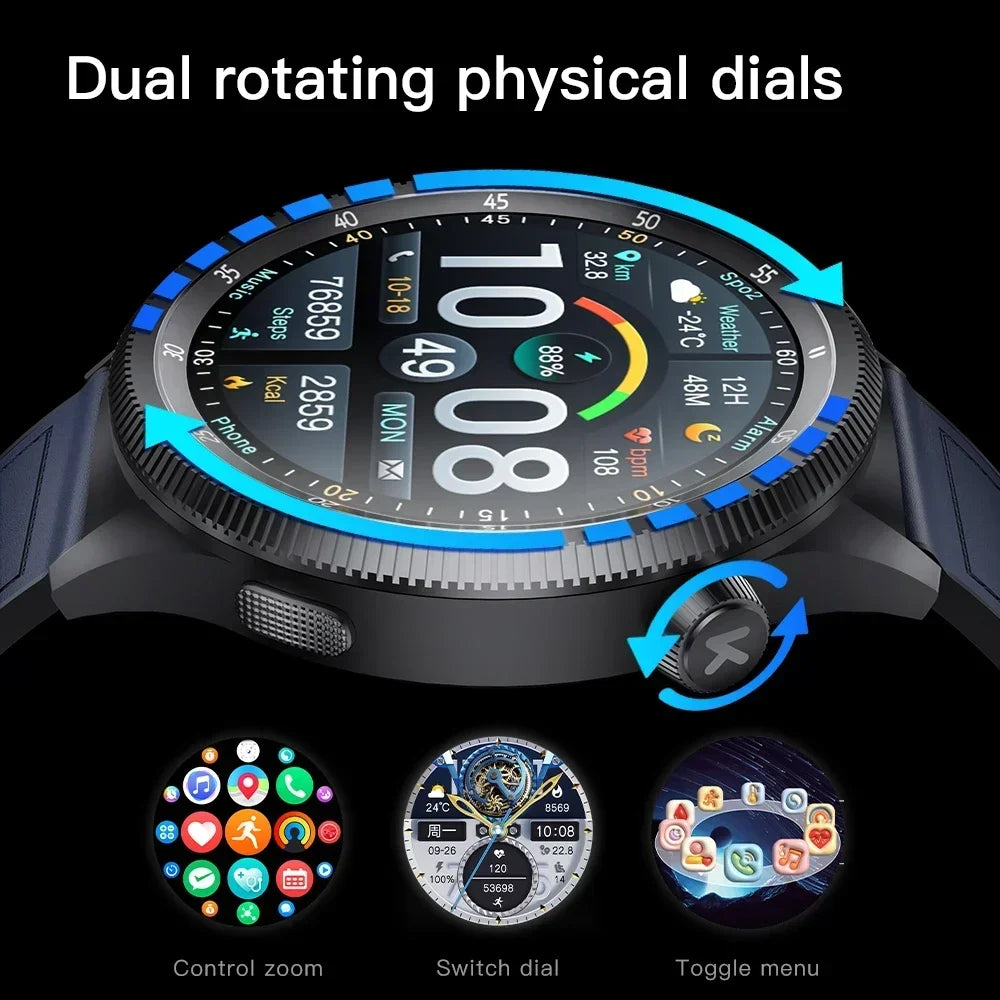 KUMI WATCH Gear GT3 1.43" AMOLED Screen Smart Watch Bluetooth Call Multi-language translation AIGC-ChatGPT Rotate to switch menu