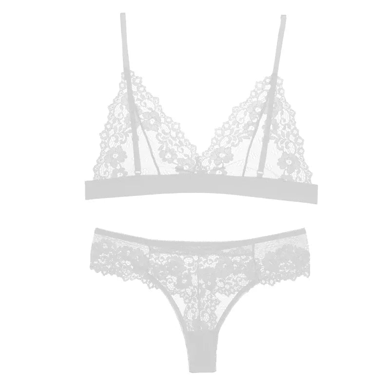 Sexy Lace Bra Sets Summer Women's Ultra-thin Lingerie Suit Brief Transparent No Wire Bra Breathable Intimate Underwear Exotic