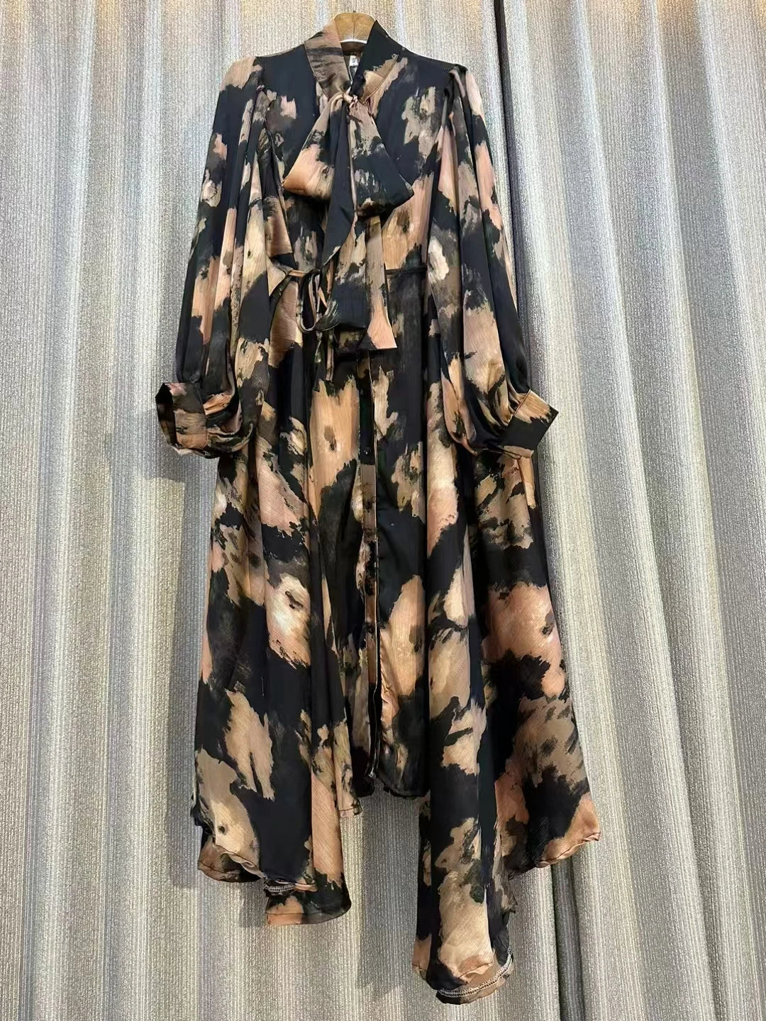 Jarlrysberg Luxury Bohemian Maxi Dress for Women Long Sleeve Irregular Print Loose Casual Vintage Fashion Party Dress New 2025