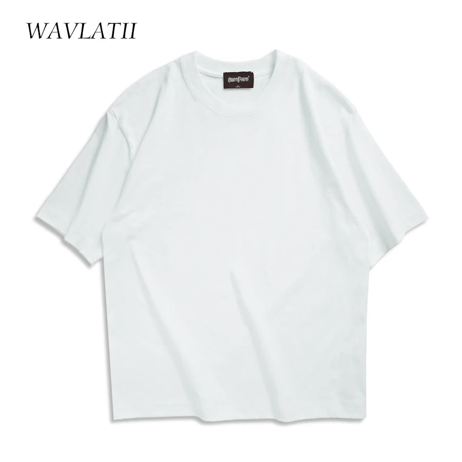WAVLATII New Oversized Summer T shirts for Women Men Brown Casual Female Streetwear Tees Unisex Basic Cool Tops for Young WT2360