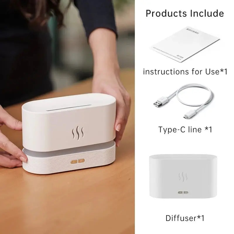 Vissko Aroma Diffuser Air Humidifier Ultrasonic Aromatherapy Cool Mist Maker 180ML Essential Oil Flame Lamp Difusors For Home