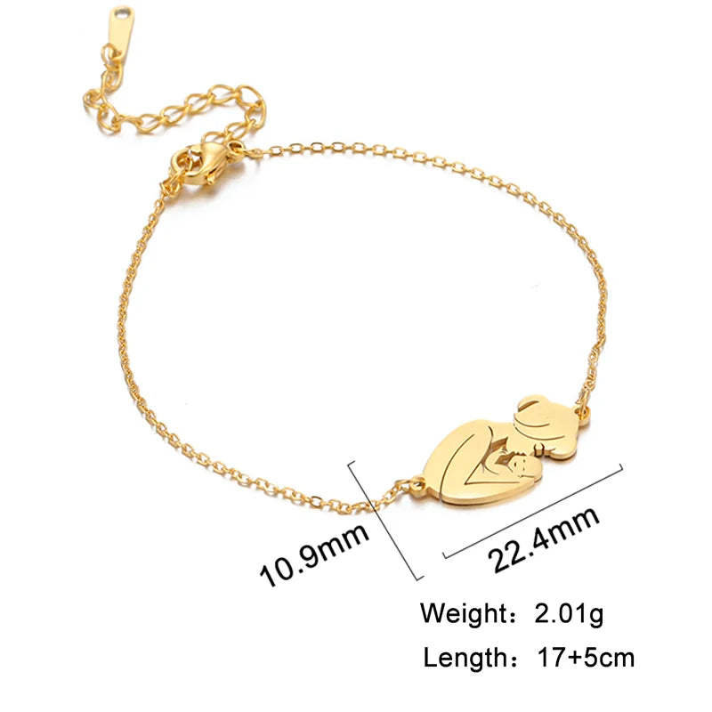 Skyrim Fashion Baby Mom Rope Bracelet Love Family Stainless Steel Charm Bracelets Pulsera Jewelry for Women Mother's Day Gift