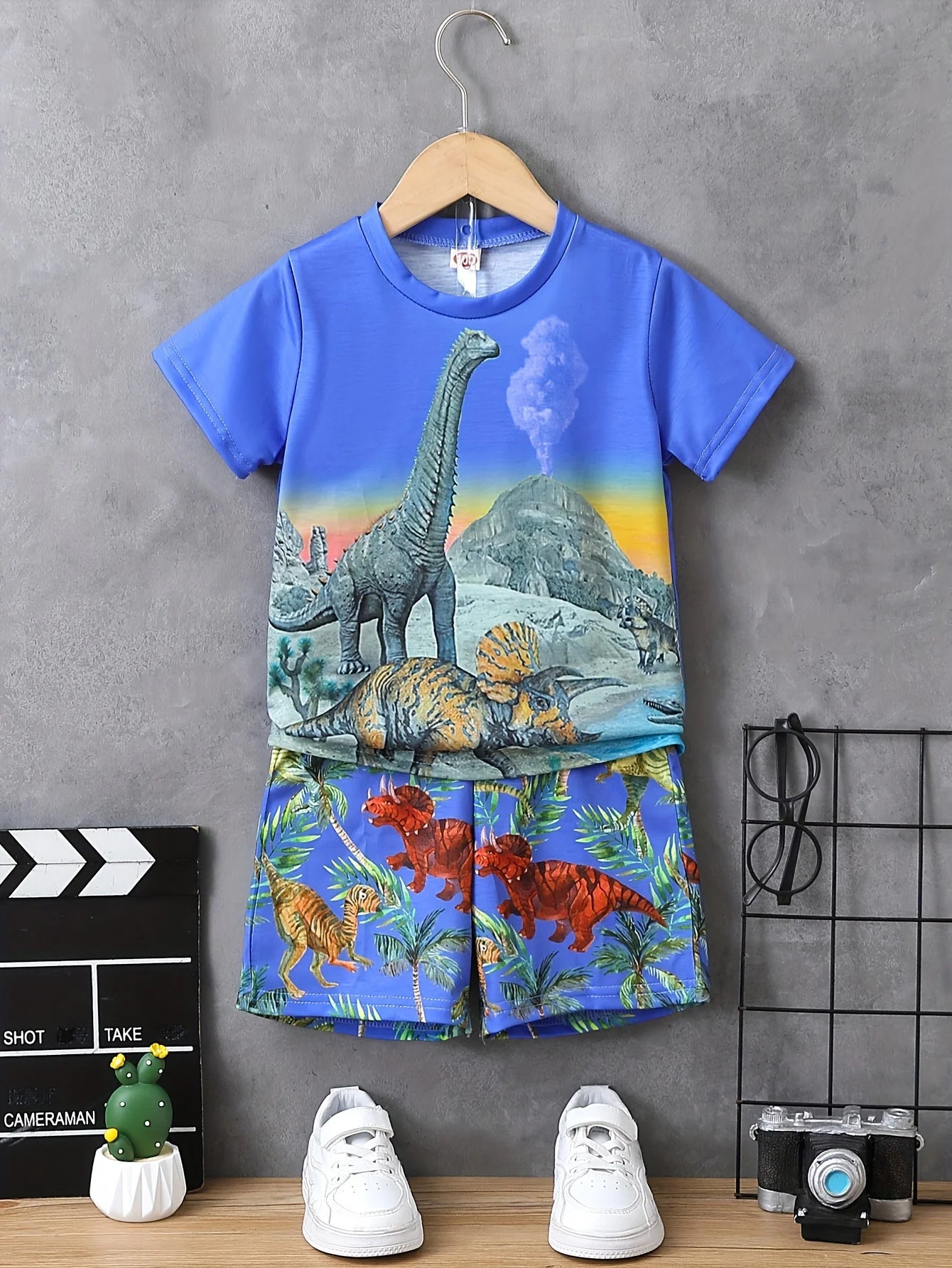 Children's Clothing Suit for Boy Short Sleeve Girl Shorts 3D Cartoon Dinosaurs Print Kids Summer Clothes Boy set Children's Set