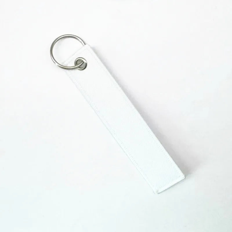 1PC Custom LOGO Keychain Blank Canvas Webbing Personalized Key Chains Motorcycle Popular Ribbon Weave Keyring Bag Accessory