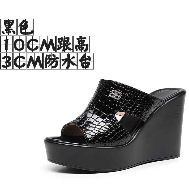 2025 33-43 Summer Wedges Heeled Slippers Ladies Shoes for Women Sandals Peep Toe Outside Women's Slipper Female Platform Sandal