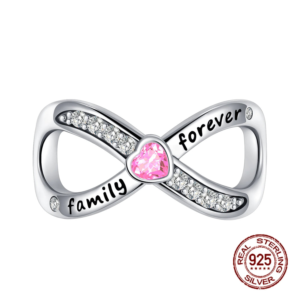 925 Sterling Silver Heart Shaped Warm Family MOM Charm Beads Fit 4MM hole diameter Bracelets Fine DIY Mother's Day Jewelry Gifts