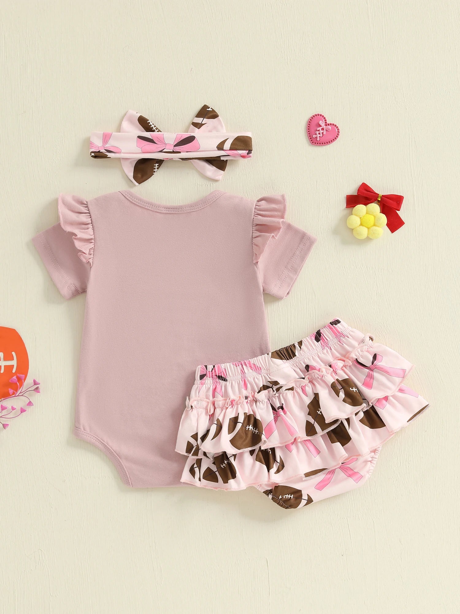 Adorable Toddler Girl Summer Clothing Set with Cute Letter Print Bow Detail and Matching Headband - 3 Piece Outfit Featuring