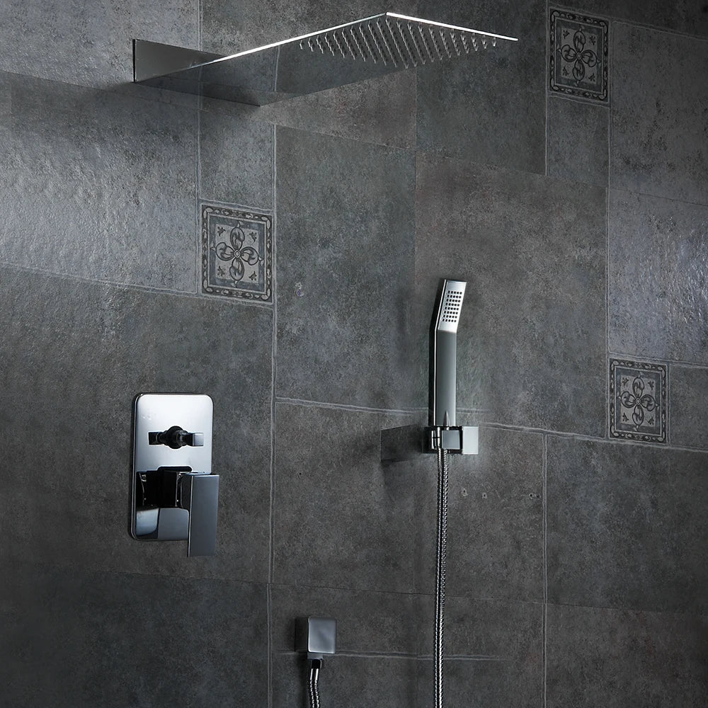 BAKALA Stainless Steel Rain Shower Head Senior Flush Set Waterfall Faucet with Hand Shower - Modern Bathroom Accessories