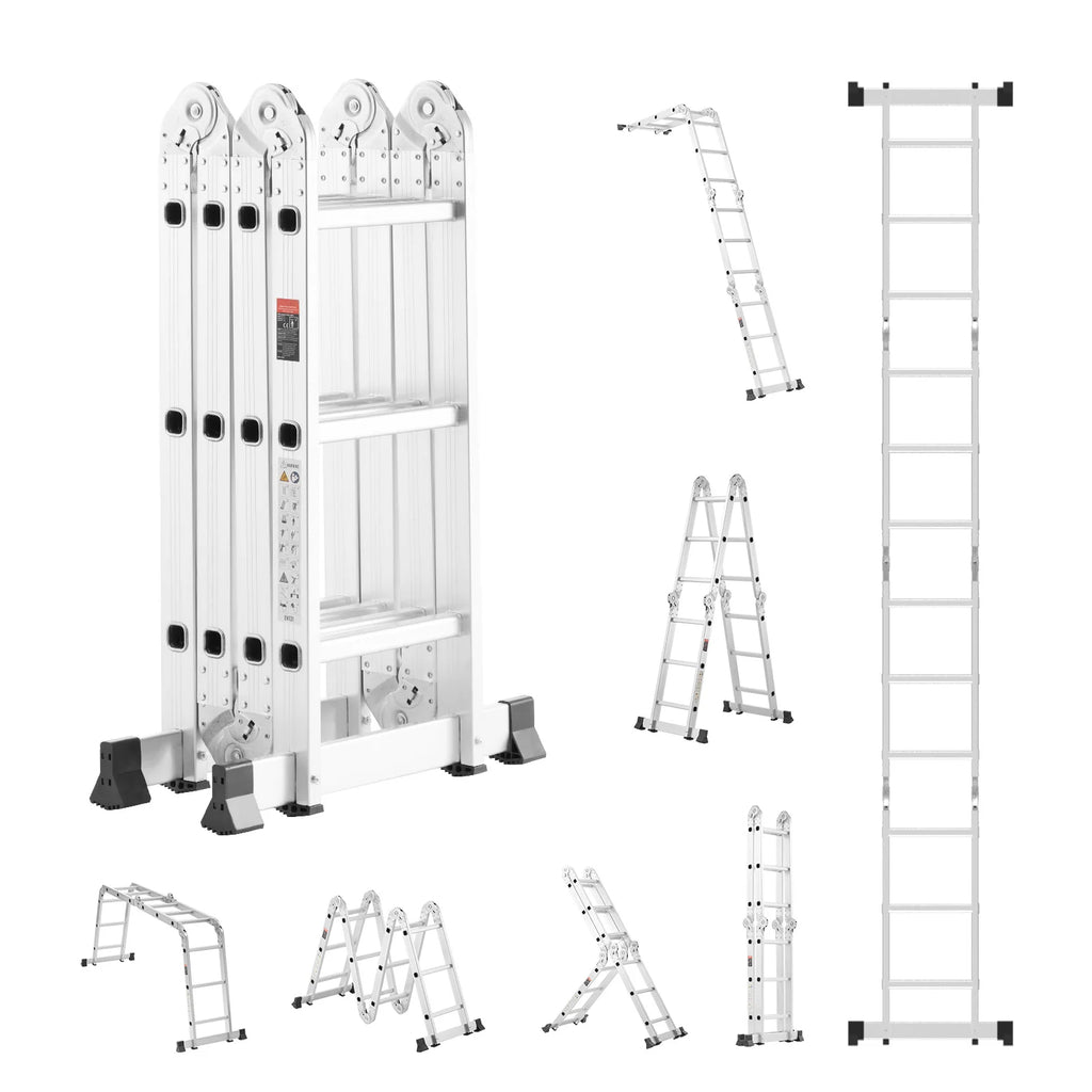 SucceBuy Multi-Purpose Folding Ladder 7-in-1 Tall Step Ladder A Frame Adjustable Telescoping for Household Outdoor Work