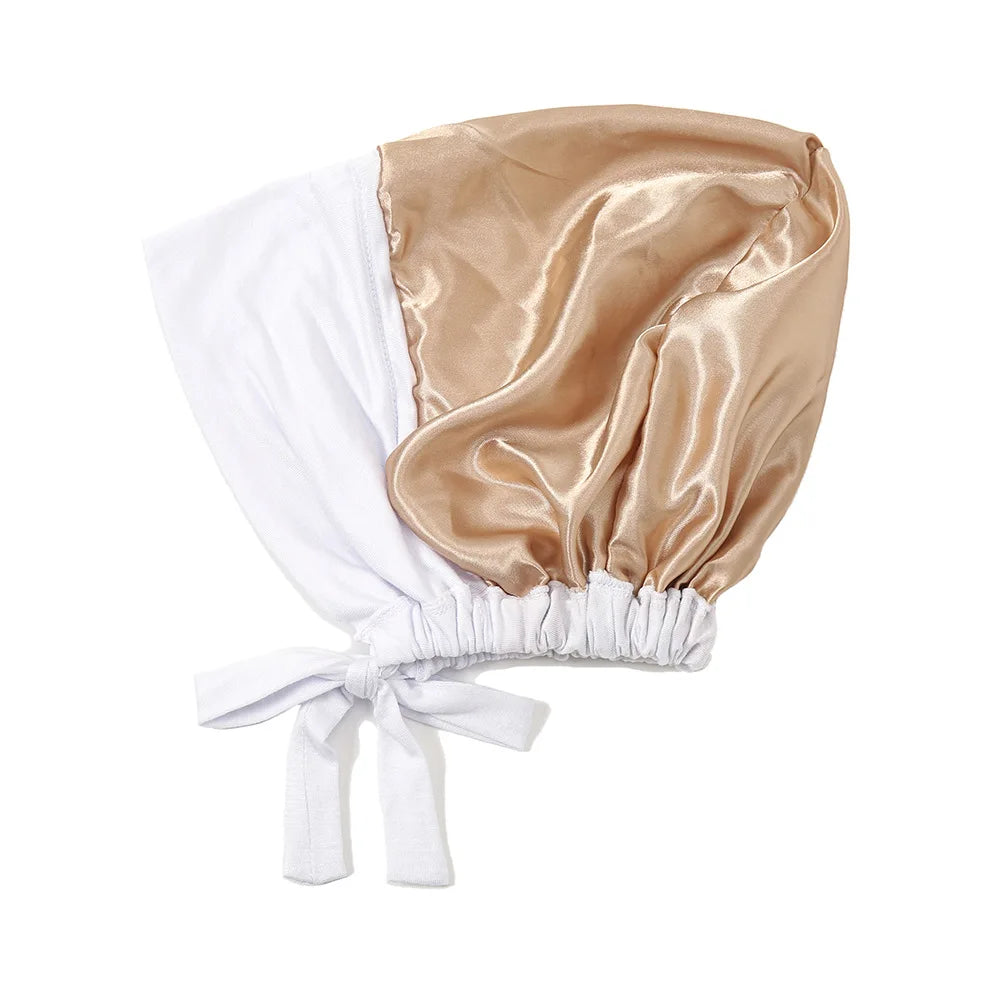 Double Layer Modal Satin Hijab Cap Islam Undercap with Tie Bonnet Instant Hijabs for Women Turkish Scarves Muslim Turban Bandana