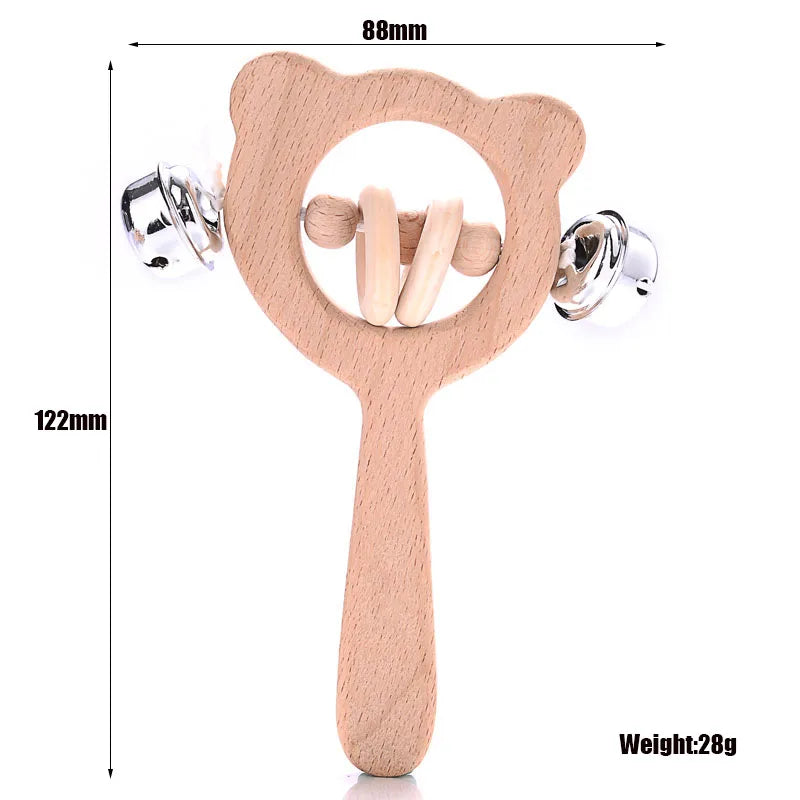 1Pcs Baby Wood Teether Rabbit Owl Beech Wooden Ring Teether Nursing Pendant Baby Animals Rattles Chew Toys Accessories