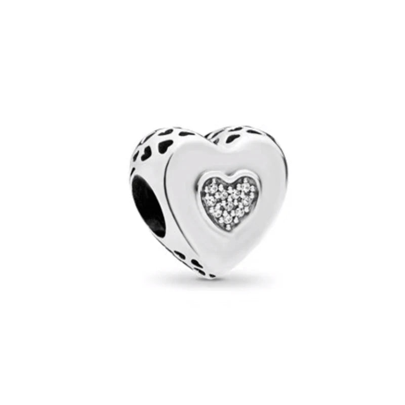 2026 Bestselling DIY Heart&Round Jewelry Gift Fit Original European Silver Bracelet Necklace Flower Charm Coffee Ice Cream Bead