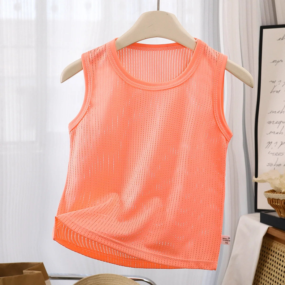 Summer Kids Sleeveless T-shirt Boy Girls Mesh Tank Top Breathable Sports Vest For Toddlers