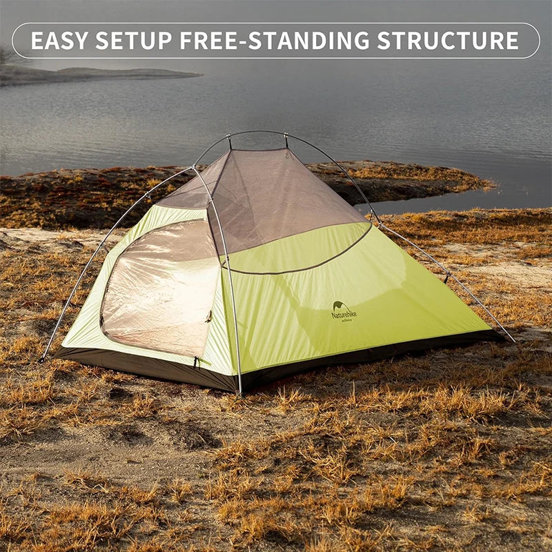 Naturehike Cloud Up 3 Person Ultralight Tent Waterproof Outdoor Hiking Cycling Backpacking Tent 20D Beach Camping Tents with Mat