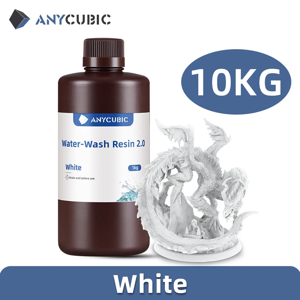 ANYCUBIC 10KG Water-Wash Resin For LCD 3D Printer High Precision Low Odor Low Viscosity 3D Printing Standard Photopolymer