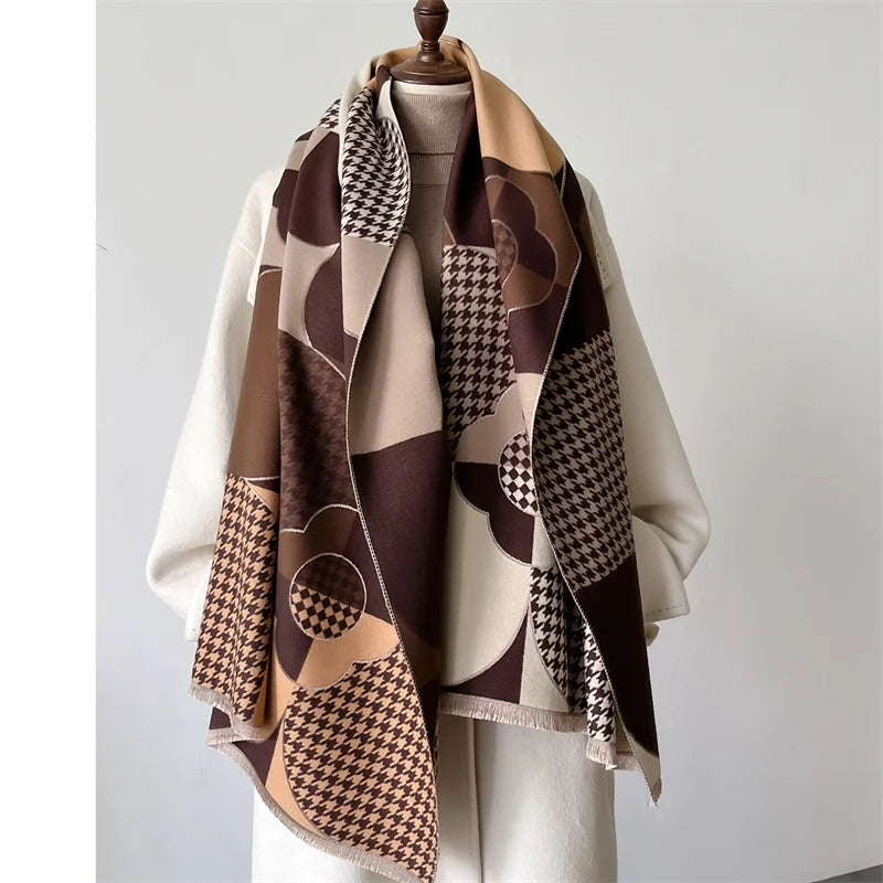 Luxury Winter Scarf Women Cashmere Warm Pashmina Brand Foulard Female Shawls Wraps Thick Soft Bufanda Poncho Scarves Stole 2024