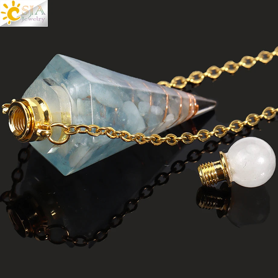 Resin Natural Stone Quartz Aromatherapy Pendant Necklace Gold Color Essential Oil Diffuser Perfume Bottle Crystal Necklaces H205