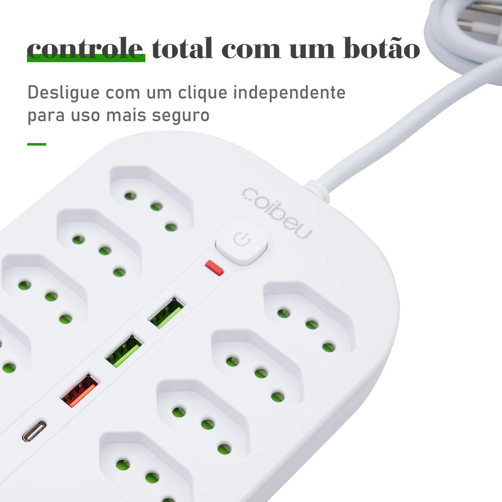 Line Filter, Electric Extension, Socket Extension, Socket Adapter, From Brazil, Coibeu, 10A, 110-220V, Usb Socket